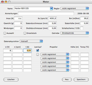 Motor dialog