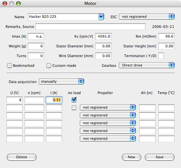 Motor dialog